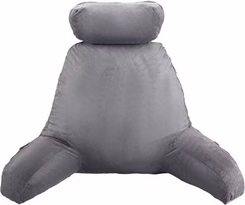 Cuscino da Lettura VEVOR con Poggiatesta Rimovibile e Memory Foam, Grande, Grigio con Rivestimento in Velluto Lavabile e 3 Tasche