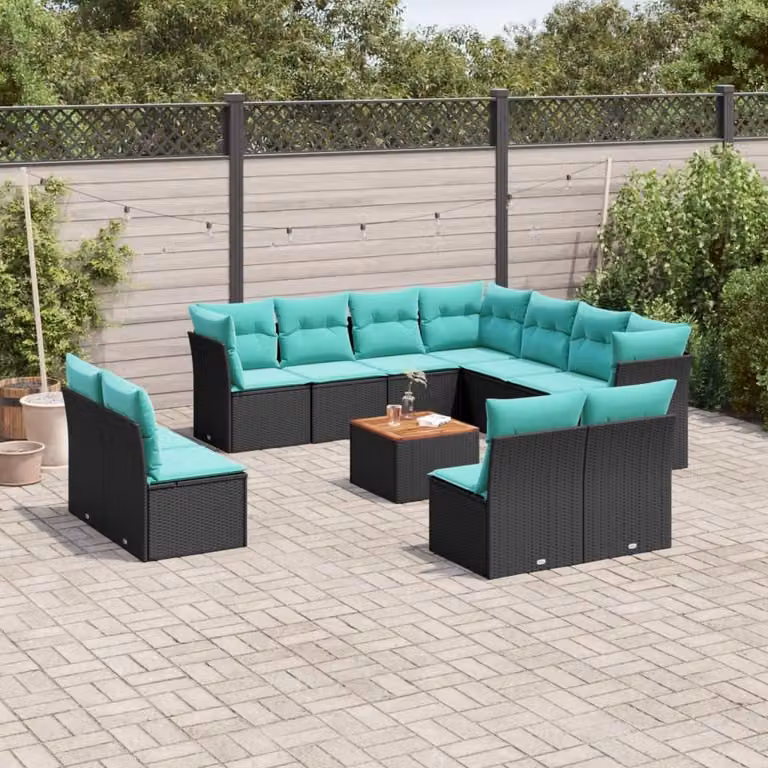 Maison Exclusive - Set divani da giardino 12 pezzi con cuscini in polyrattan nero