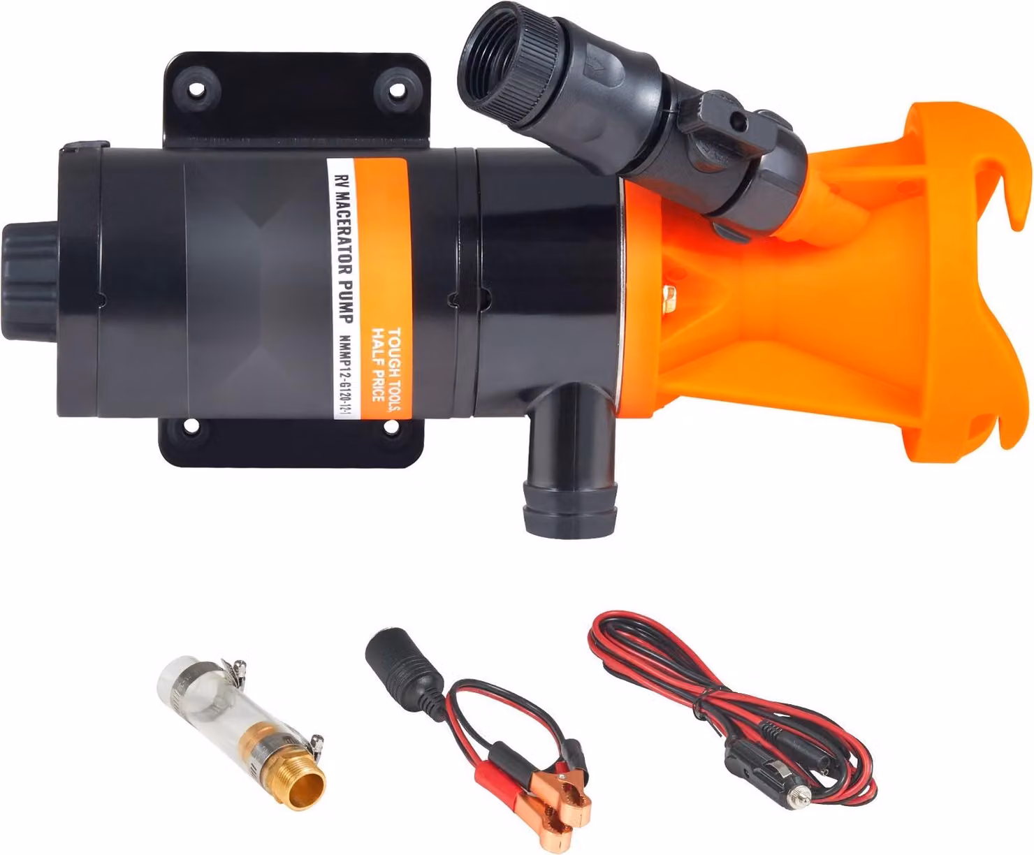 Pompa per liquami - 12 V Pompa per acque reflue/sporche con trituratore - Portata 45 l/min - Portatile - Trituratore integrato - Valvola a innesto rapido - Per camper, barche e imbarcazioni