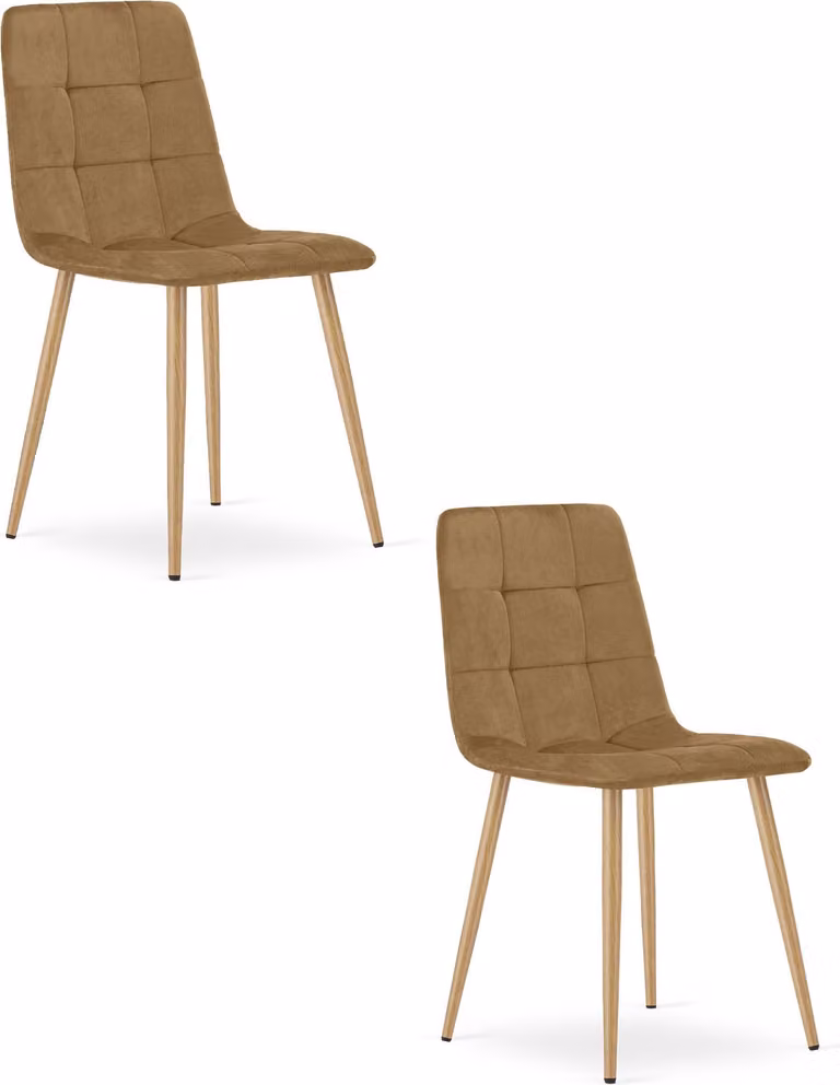 Sedia KARA - velluto marrone / gambe in legno x 2