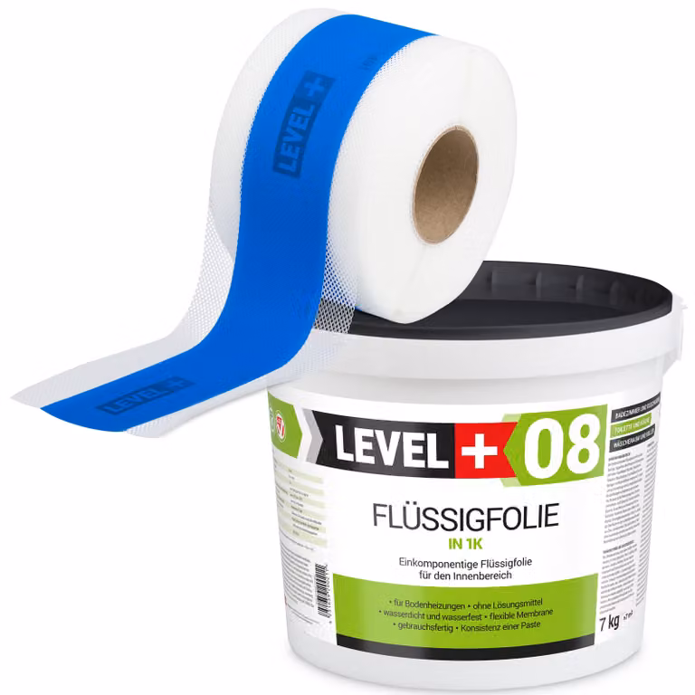 Kit di impermeabilizzazione Pellicola liquida 7 kg Nastro di tenuta 10mb LEVEL+ SET299