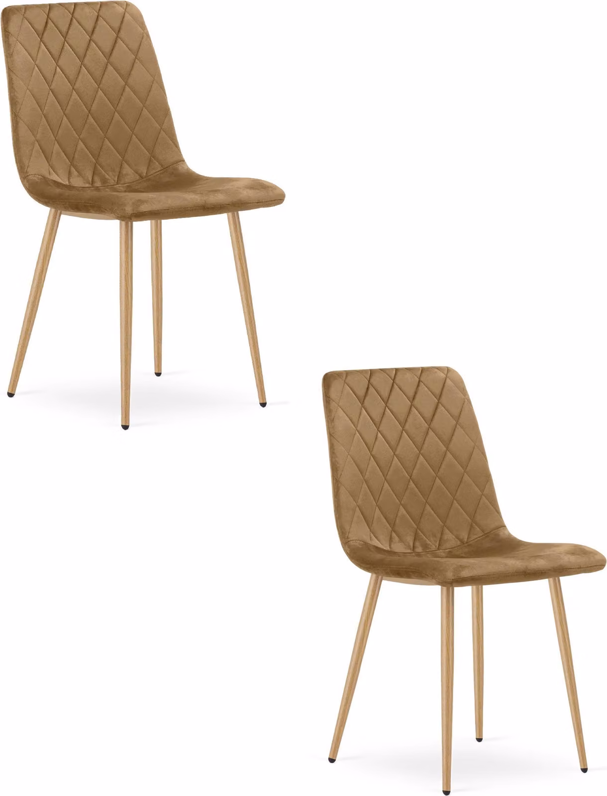 Sedia TURIN - velluto marrone / gambe in legno x 2