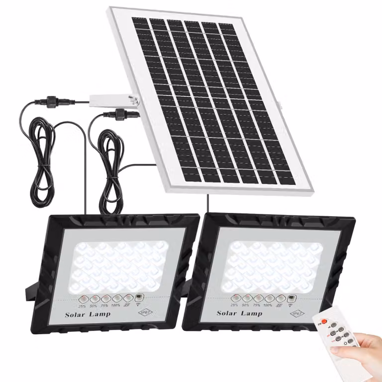 Lampada da parete solare - 2 luci - 8000 mAh - Dimmerabile - Grado di protezione IP67 - LED - 5 metri