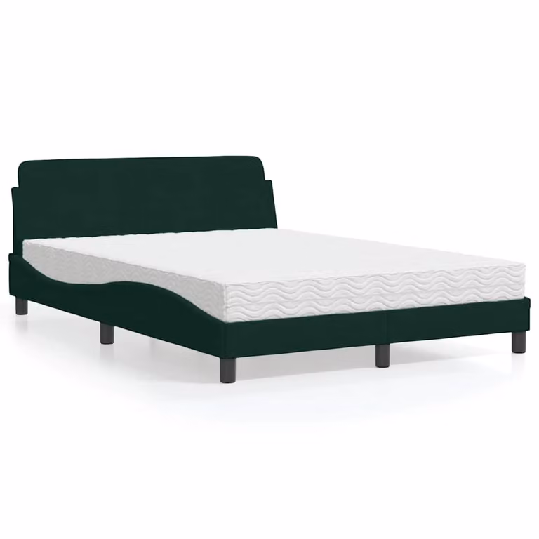 Letto con Materasso Dover vidaXL in Velluto Verde Scuro L/P/H: 140 x 190 cm