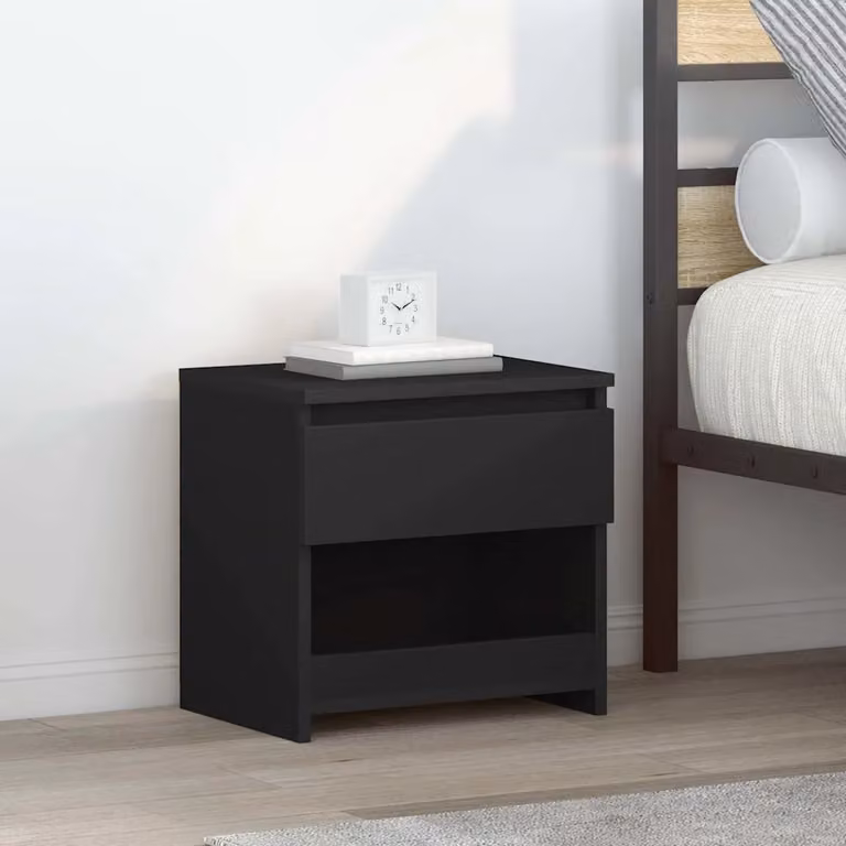 Set di 2 comodini moderni vidaXL neri in legno multistrato L/P/H: 40 x 30 x 39 cm