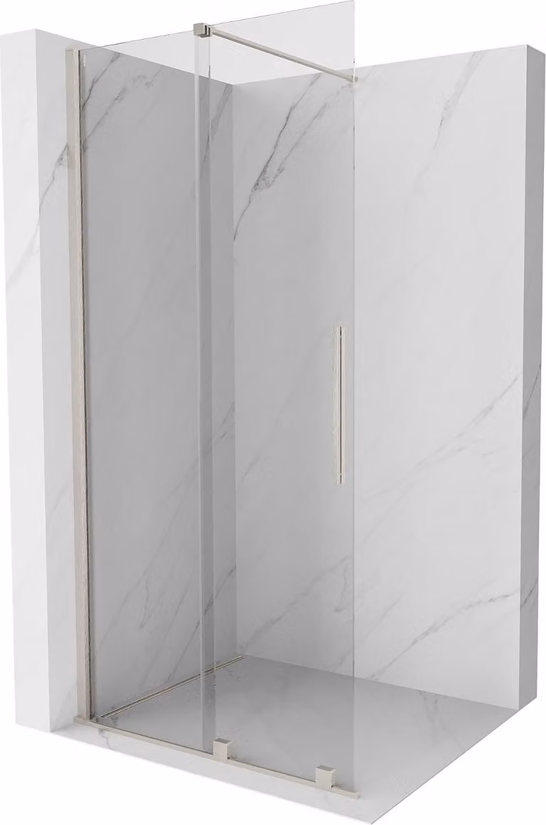 Mexen Velar pannello doccia scorrevole Walk-in 85 x 200 cm, trasparente 8 mm, nichel spazzolato - 871-085-000-03-97