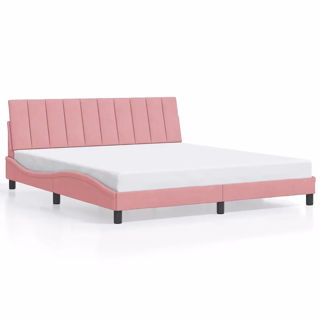 vidaXL Giroletto senza Materasso Hanko Rosa in Velluto L/P: 180 x 200 cm – 2