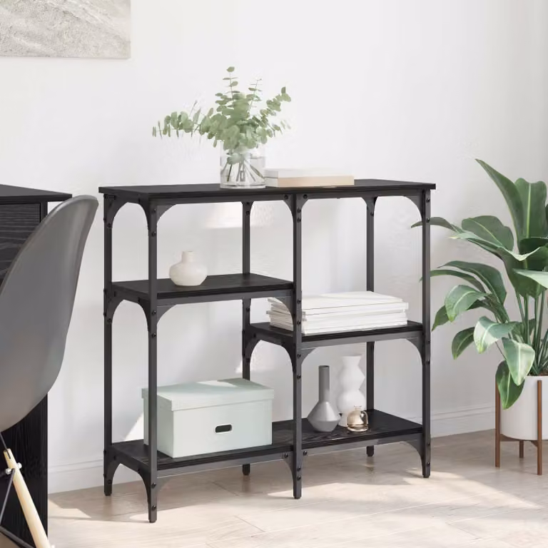 vidaXL Tavolo consolle in stile industriale nero L: 80 cm, P: 29 cm, H: 75 cm