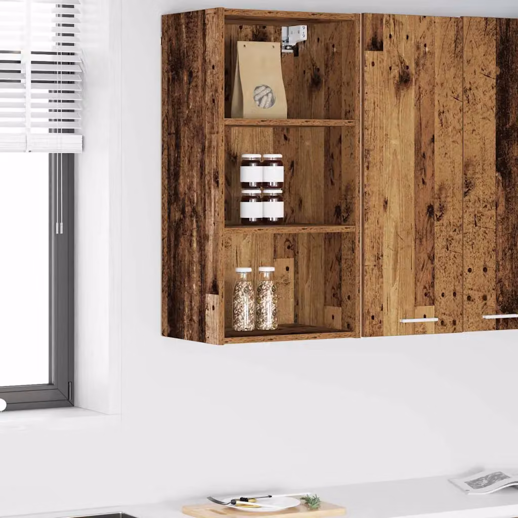 Armadio pensile da cucina vidaXL in legno effetto vecchio marrone con ante a battente e ripiani interni L: 40 cm, P: 29,5 cm, H: 80 cm