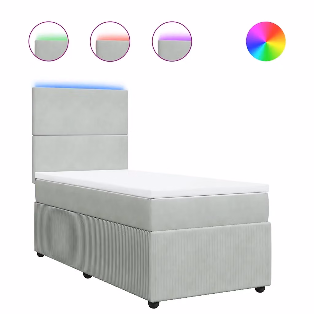 Letto Ibrido vidaXL con Materasso e Struttura in Velluto Grigio e Bianco L/P/H: 80 x 200 x 150,5 cm – 2