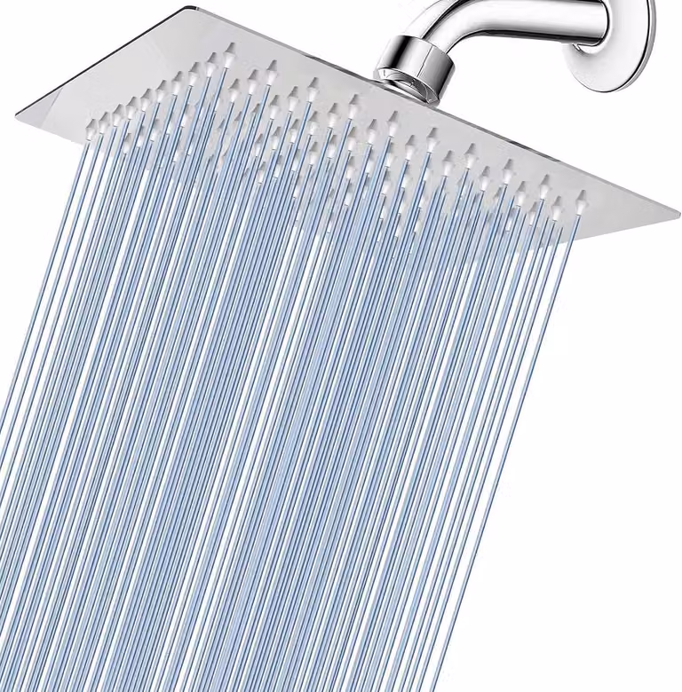 Doccia a soffitto Regendusche, 20 cm, quadrata, in acciaio inossidabile 304, con 90 ugelli, finitura cromata, per bagno