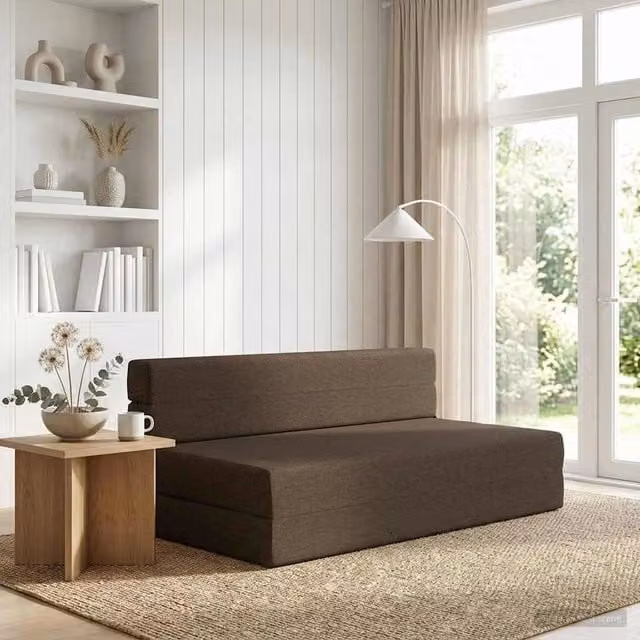 Divano Letto Pieghevole Moderno vidaXL Beige e Marrone L: 152 cm, P: 86,5 cm, H: 60 cm – 1