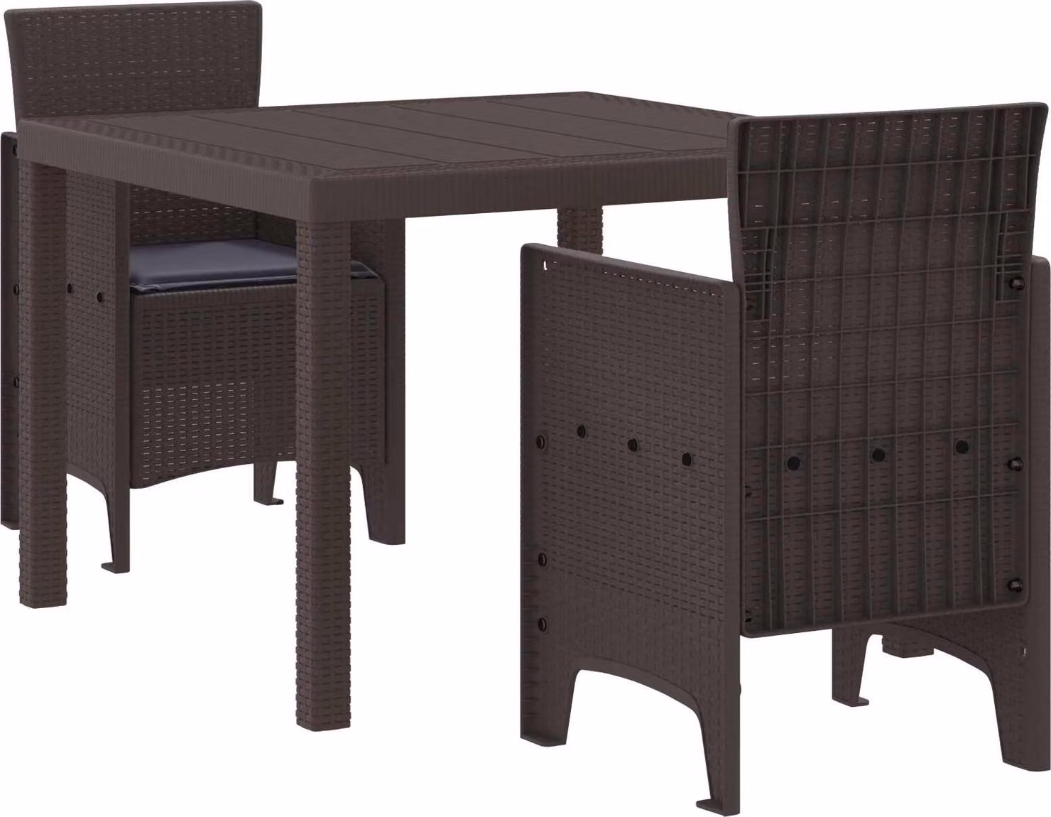 Set da Pranzo per Giardino 3 pcs Marrone Polipropilene