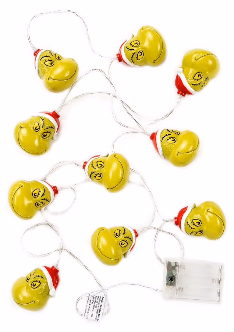 Il Grinch LED 2m con 10 LED bianco caldo a batteria decorazione per interni connessione USB-C
