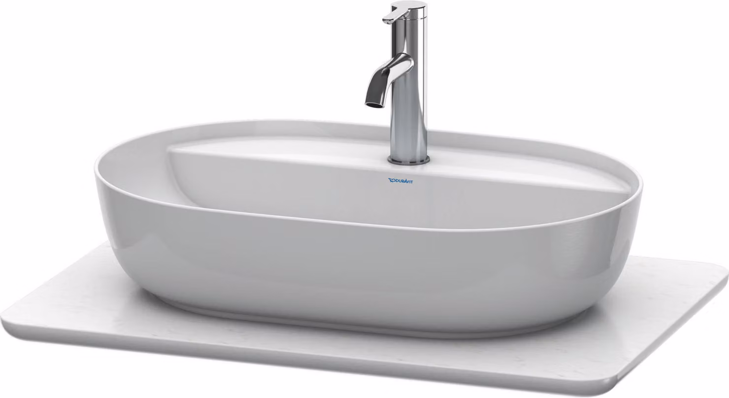 Console en pierre de quartz Duravit Luv LU9465, largeur 688mm, adaptée au meuble sous-lavabo LU9560, LU9565, LU946501717, LU946501717