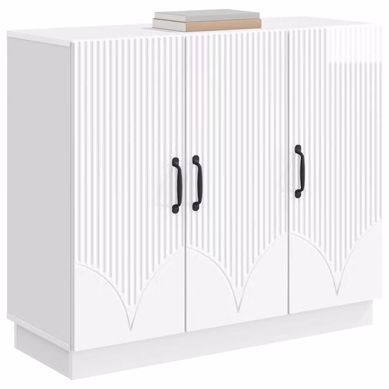 Credenza Bianco Lucido 89 x 34,5 x 77 cm Legno ingegnerizzato