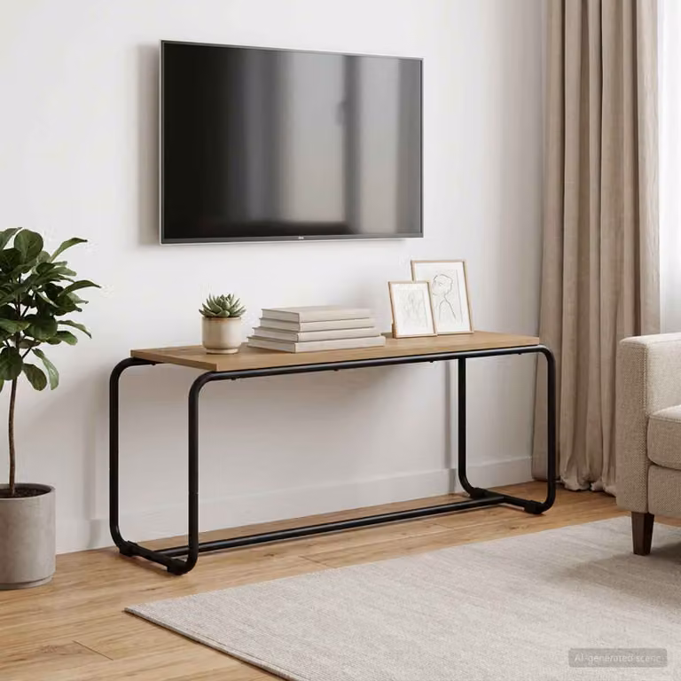 vidaXL Supporto TV Moderno in Rovere e Metallo, Marrone, L 98 x P 35,5 x H 42 cm