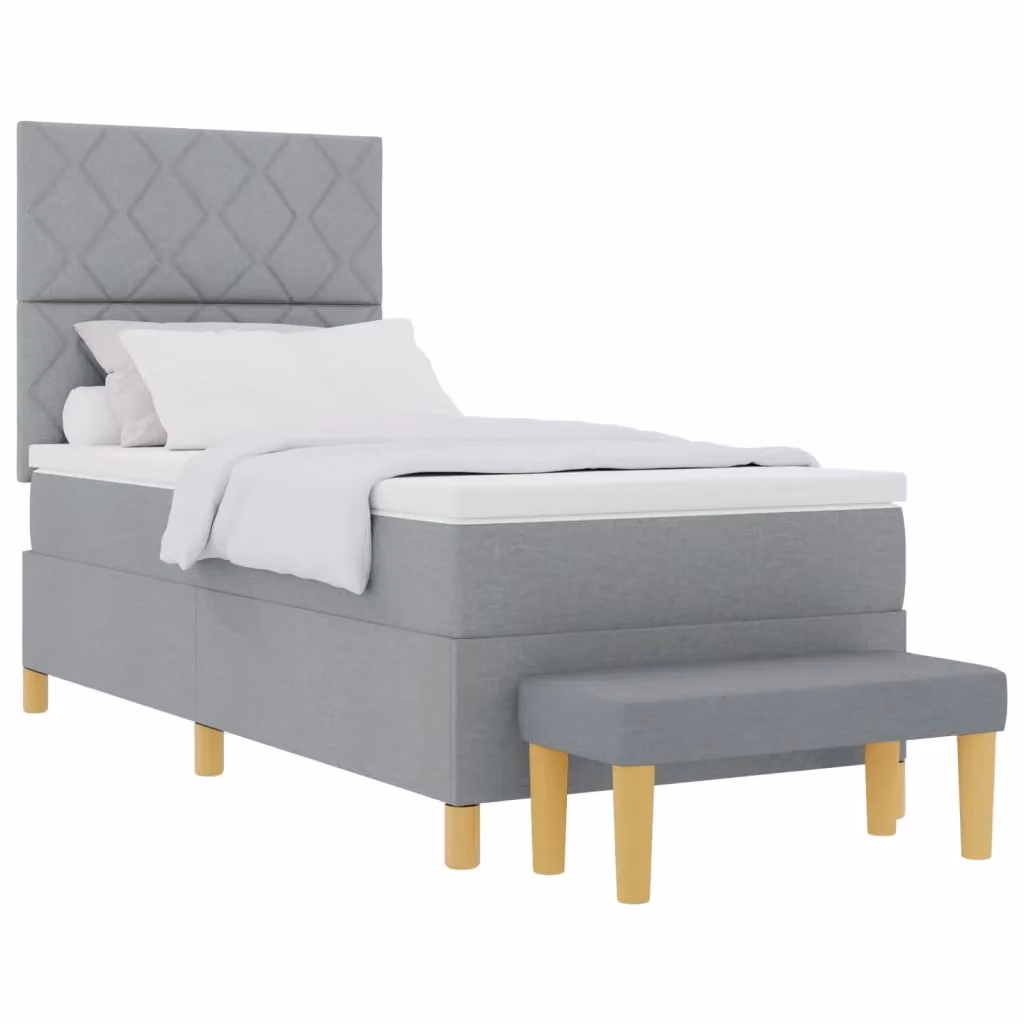 Letto moderno con materasso vidaXL in tessuto grigio L: 100 cm, P: 200 cm, H: 76,7 cm – 2