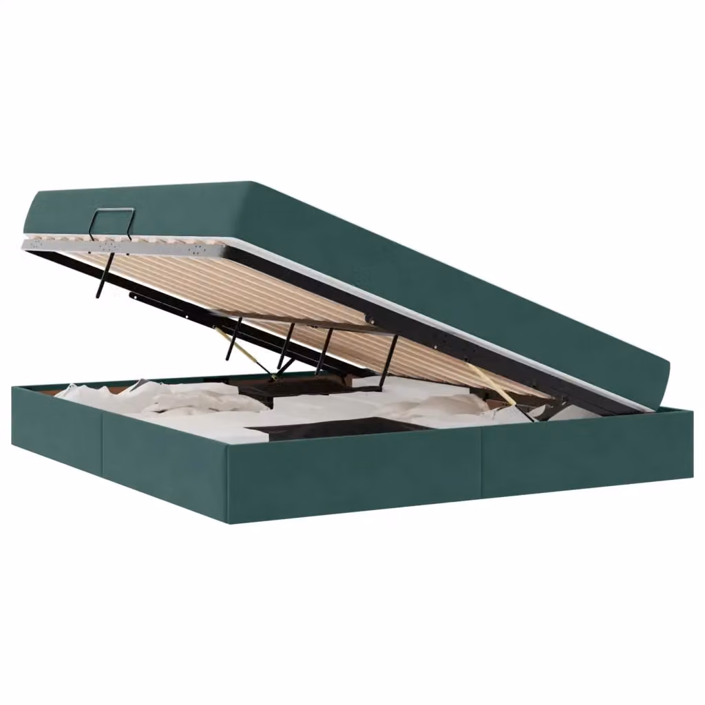 Letto con contenitore e materasso ibrido vidaXL in velluto verde, L/P: 180 x 200 cm – 2