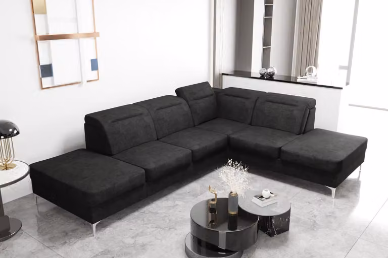Moderne Sofas Stoffsofa Couch Wohnlandschaft Sofa Ecke Design Eck Ecksofa L-Form
