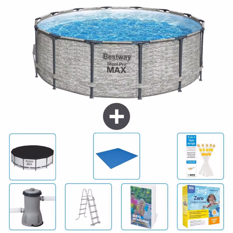 Piscina gonfiabile Bestway Steel Pro MAX, rotonda, 427x122 cm, composta da 6 parti, modello S546