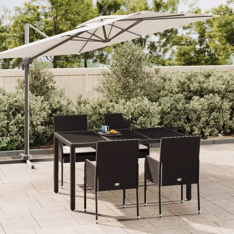 Maison Exclusive - Set da Pranzo da Giardino 5 pz Nero con Cuscini in Polyrattan