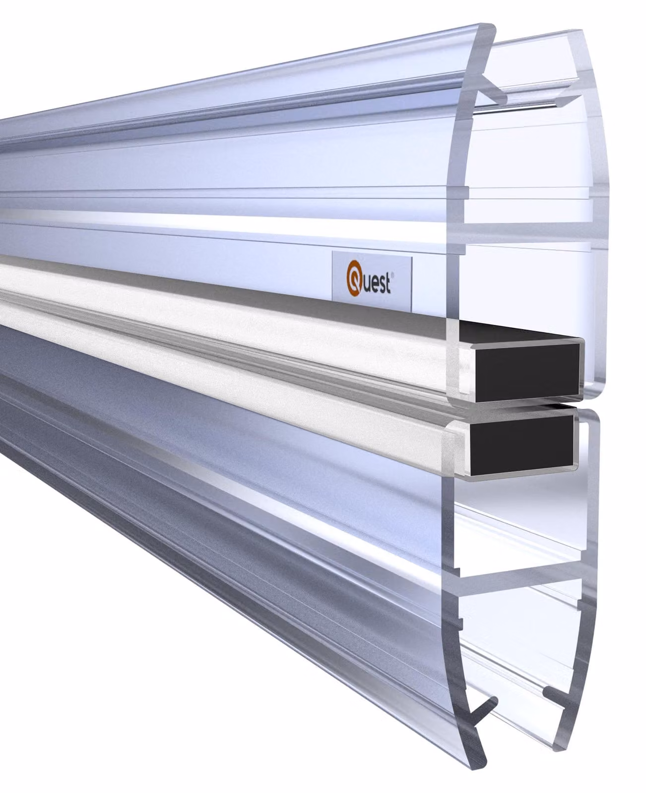 QUEST guarnizione magnetica per doccia dritta 200 cm trasparente, 2 pezzi