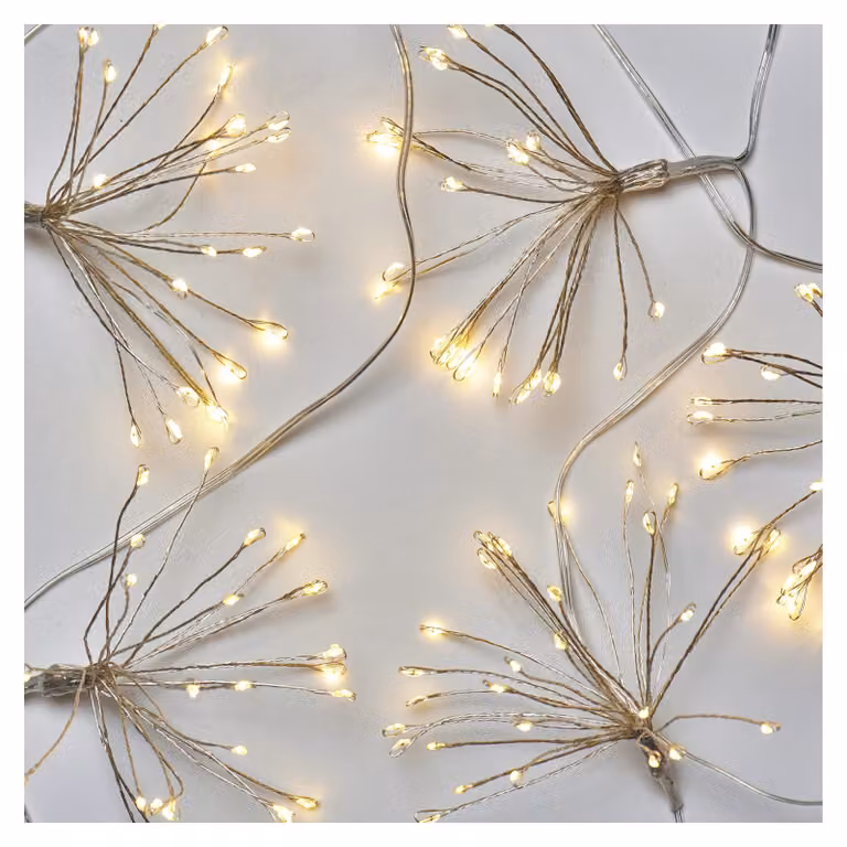 Catena luminosa a LED, luce bianco caldo, 2,35 metri, 150 micro-lampadine, con timer, per uso interno