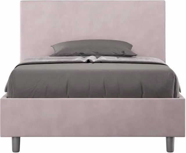 Letto una piazza e mezza senza rete imbottito 110x190 microfibra glicine Adele