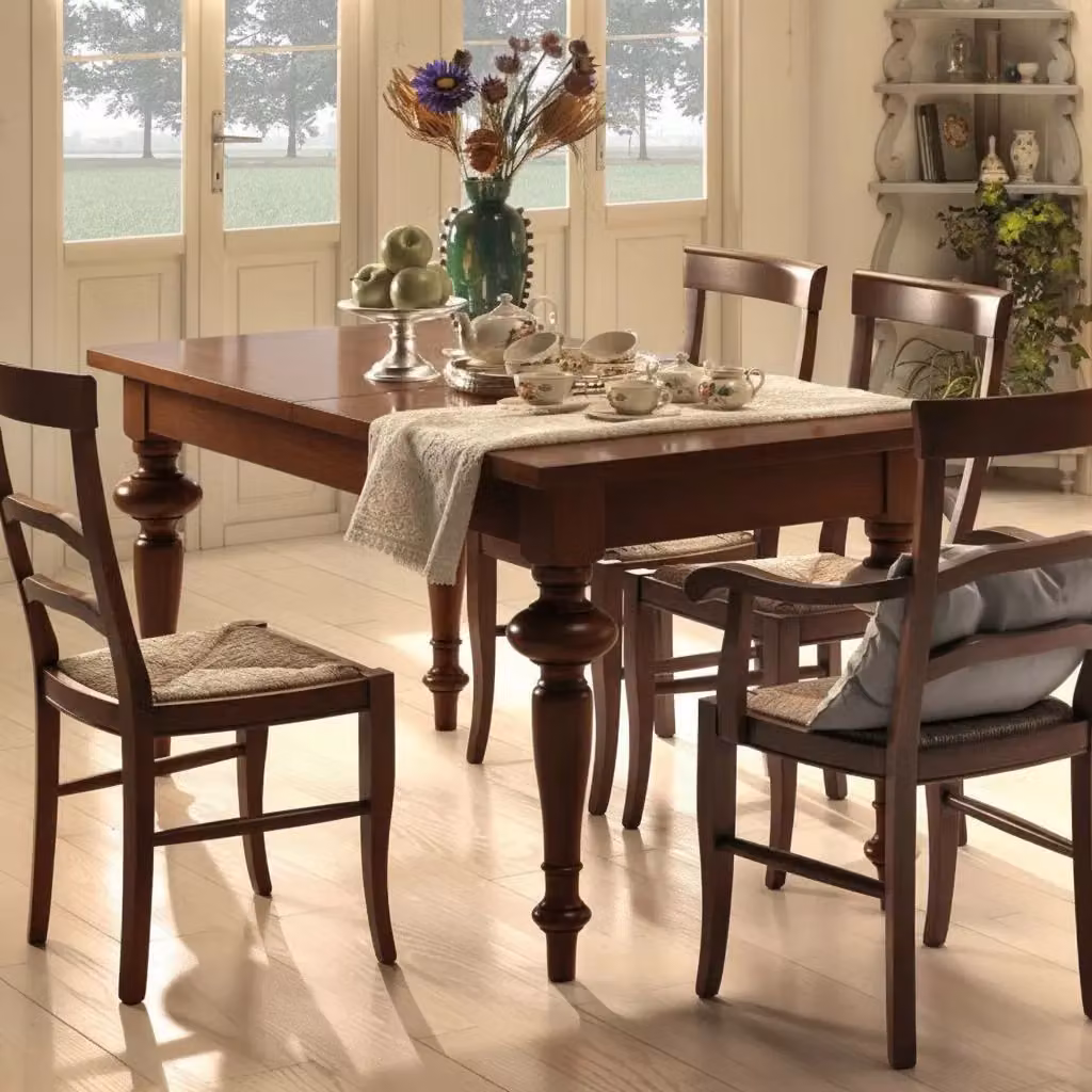Tavolo da pranzo allungabile Mobili 2G in legno color noce con gambe tornite L: 140 cm, P: 90 cm, H: 80 cm – 4