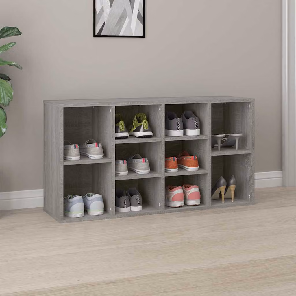 Scarpiera moderna vidaXL in legno multistrato e MDF, colore grigio, L 103 cm x P 30 cm x H 55 cm