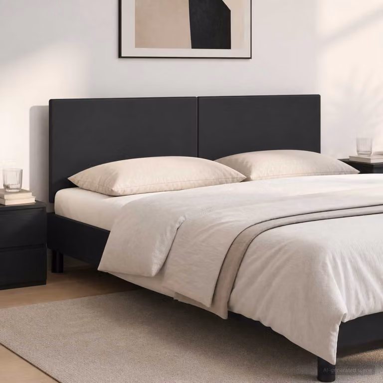 Testiera da muro vidaXL BREDA moderna in legno ingegnerizzato nero con scomparti laterali L: 123 cm, H: 50 cm, P: 10,8 cm