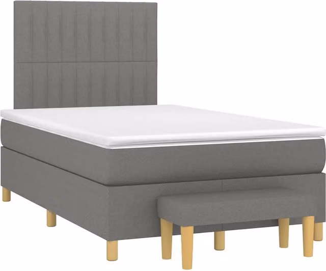 Letto Ibrido vidaXL con Giroletto a Molle e Materasso in Tessuto Grigio e Bianco L/P/H: 200 x 120 x 193 cm
