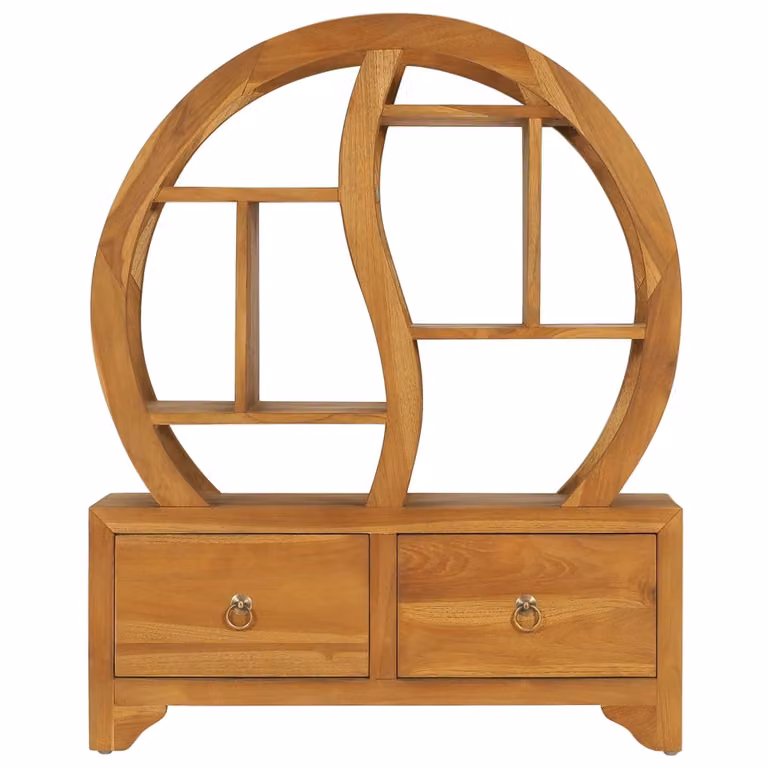 Armadietto con Mensola Yin Yang 68x26x83 cm in Legno di Teak