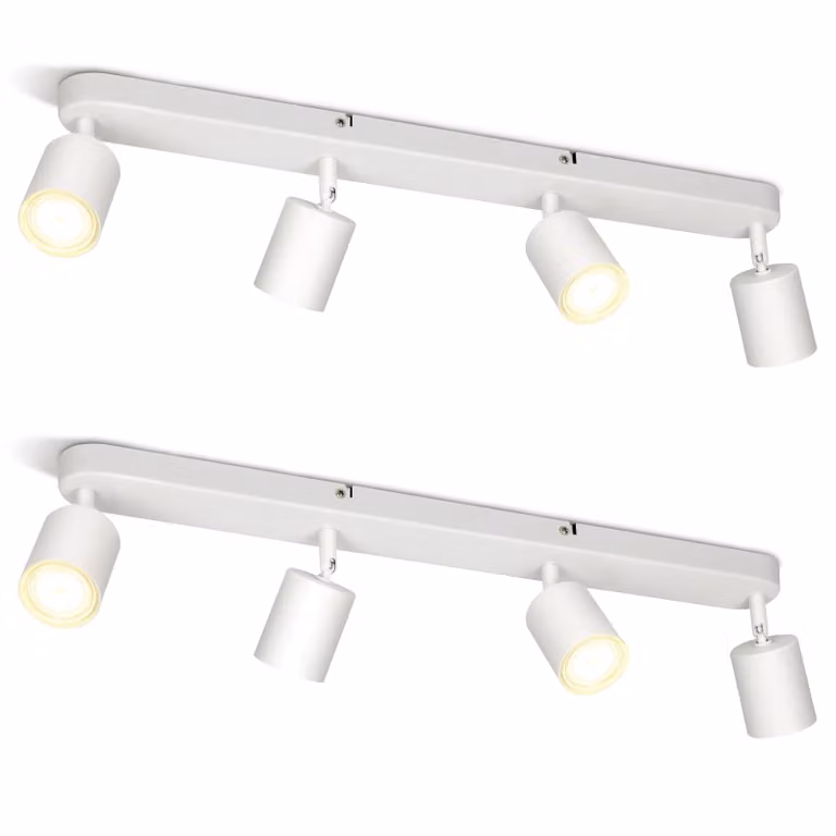 ZMH LED plafoniera bianca 4 fiamme 2 faretti da soffitto moderno GU10 faretto da soffitto in metallo orientabile 330° per soggiorno camera da letto corridoio