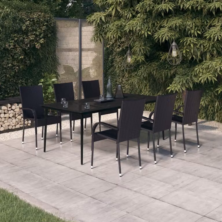 The Living Store Set da pranzo da giardino 7 pezzi nero