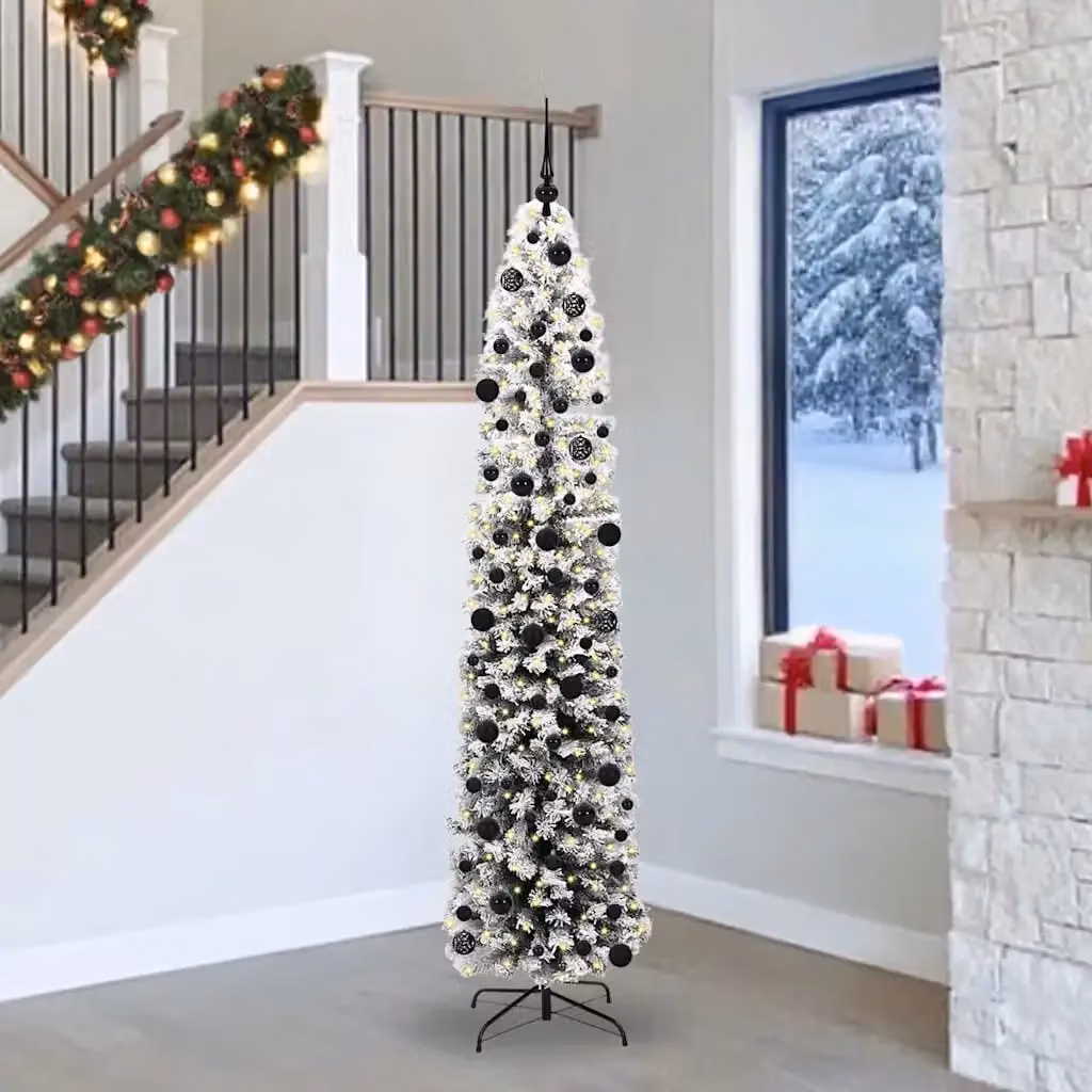 Albero di Natale artificiale moderno verde con 300 LED luce bianca calda, Altezza: 240 cm – 2