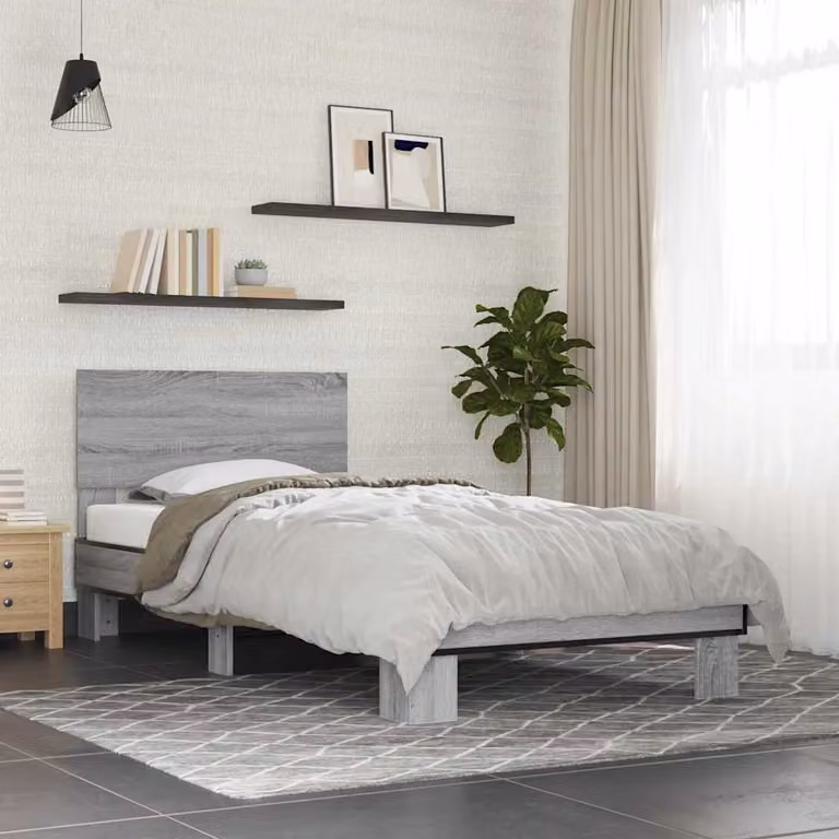 Giroletto vidaXL Grigio Sonoma in Legno e Metallo L: 75 cm, P: 190 cm