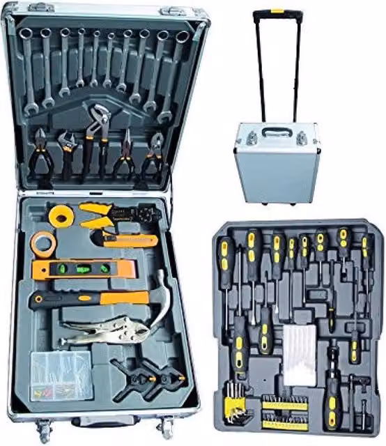 Valigia Trolley Porta Attrezzi Vigour in Alluminio Argento con 3 Cassetti e Maniglia Telescopica – 1
