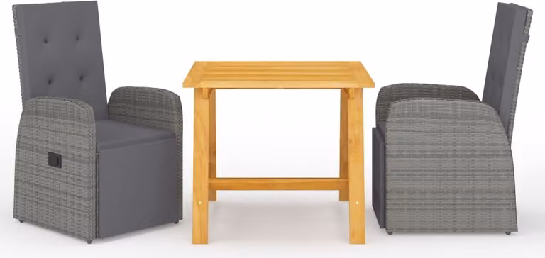 Maison Exclusive - Set da pranzo da giardino a 3 pezzi, grigio