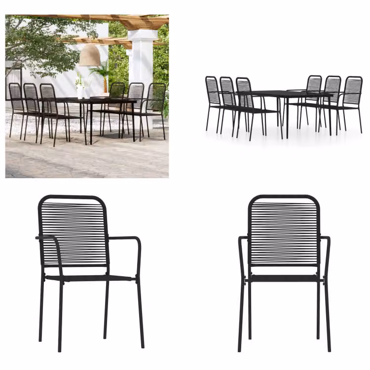vidaXL Set da pranzo da giardino 7 pezzi nero - Set da pranzo da giardino - Set da pranzo da esterno - Set da pranzo da patio