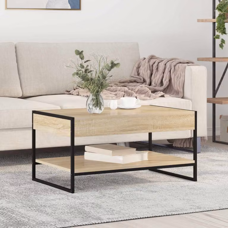 Tavolino da salotto vidaXL in stile industriale, rettangolare, marrone e beige, L 80 x P 50 x H 40 cm