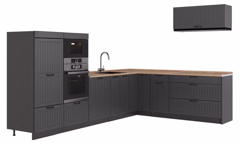 Cucina angolare completa Vicco Fame-Line Grigio scuro/Antracite 327 x 227 cm, PL Rovere, Model 64357