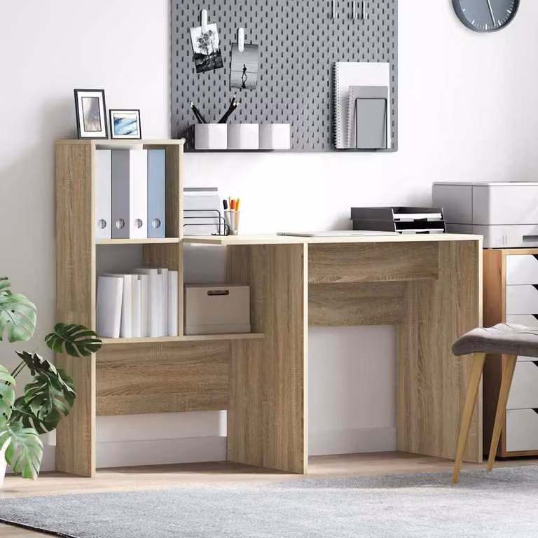 Maison Exclusive - Scrivania in legno impiallacciato effetto Sonoma, dimensioni 131,5 x 50 x 106,5 cm