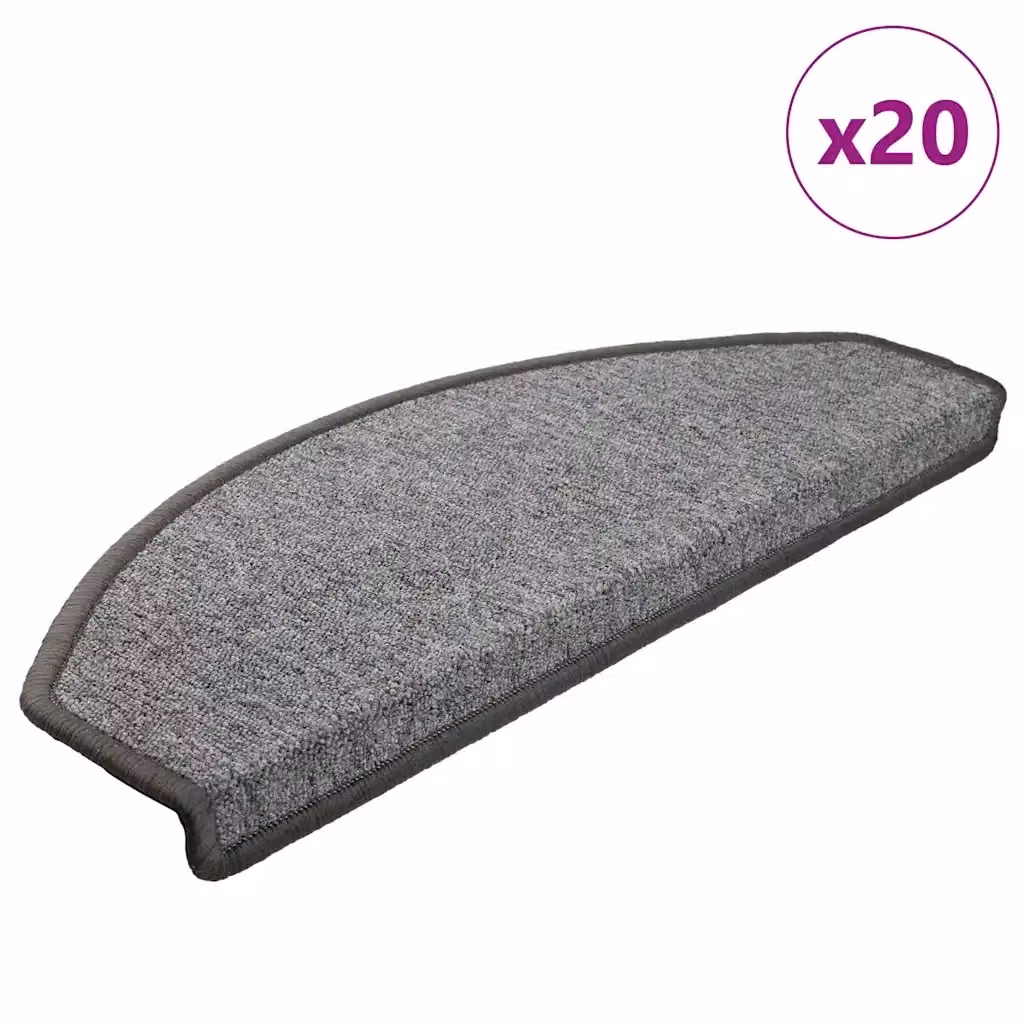 Set di 20 tappetini per scale semicircolari DESIGN IN, colore grigio, antiscivolo e fonoassorbenti, in polipropilene, L: 65 cm, P: 24 cm, H: 3,5 cm – 2