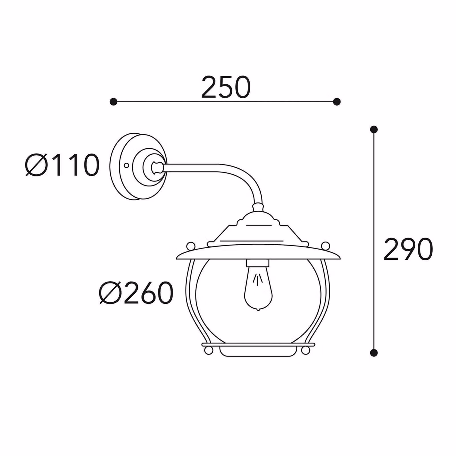 Moretti Luce Applique da esterno Betulle 2060 ottone antico Betulle, dimmerabile, Bronzo / Ottone antico, Ottone, Antico