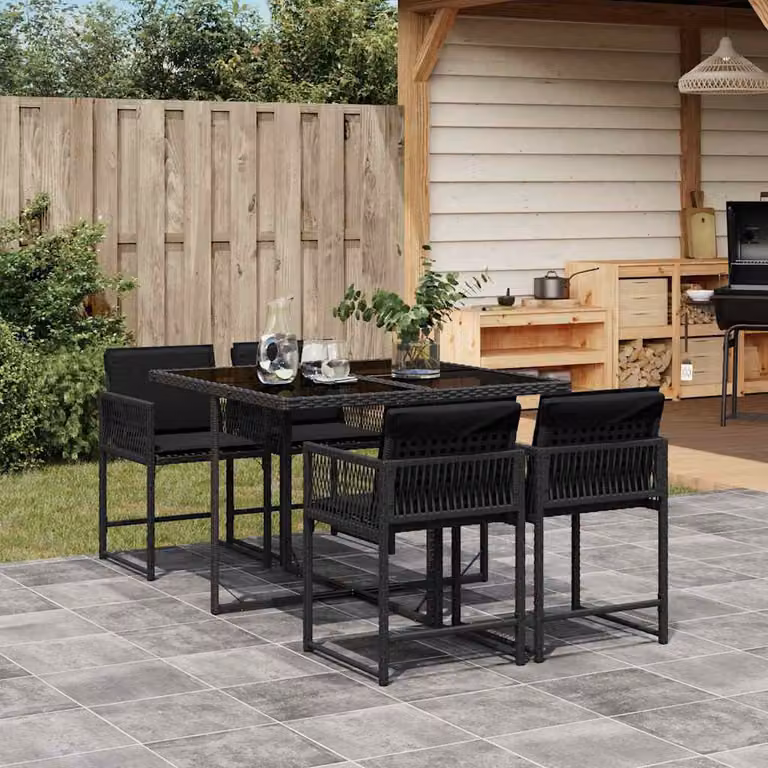 vidaXL Set da Pranzo da Giardino 5 pz in Polyrattan Nero con Piano in Vetro