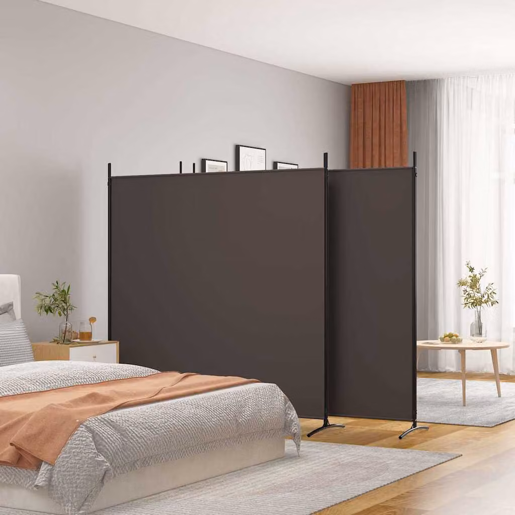 Divisorio a 4 Pannelli vidaXL in Tessuto Marrone H: 180 cm, L: 698 cm