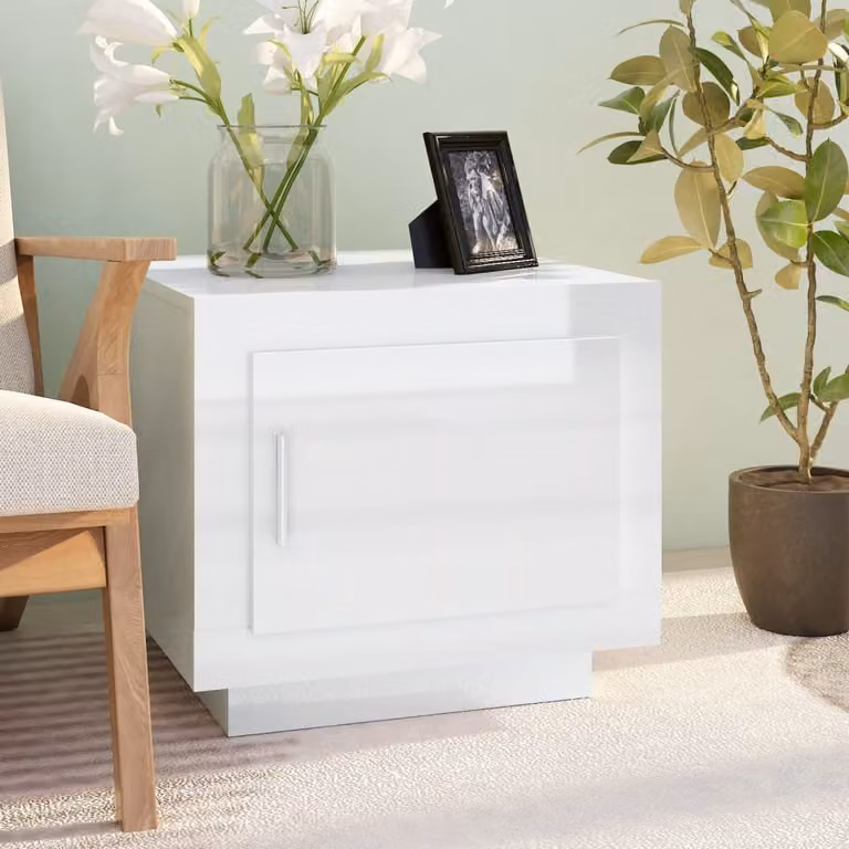 Maison Exclusive - Tavolino bianco lucido 51x50x45 cm Materiale ligneo