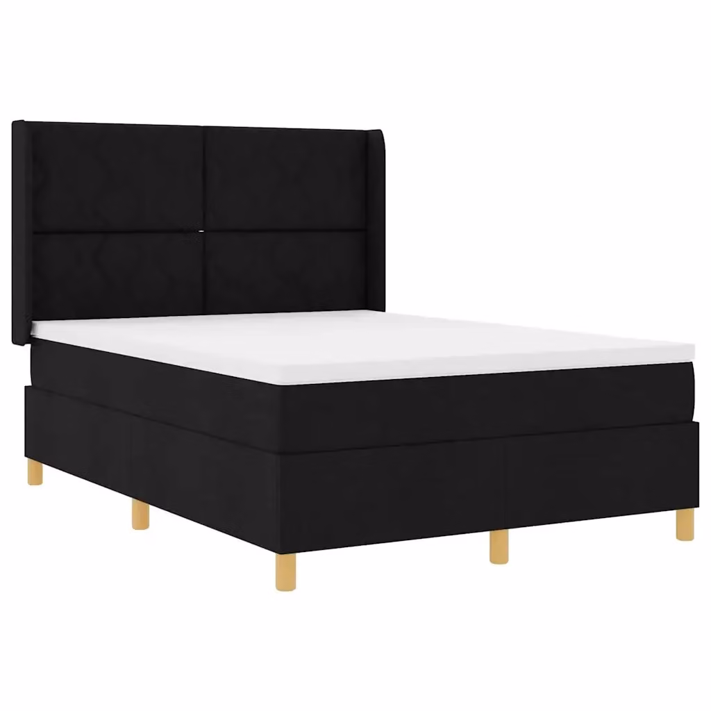 Letto a molle moderno vidaXL in tessuto nero con strisce LED e porta di ricarica USB L/P: 140 x 190 cm – 2